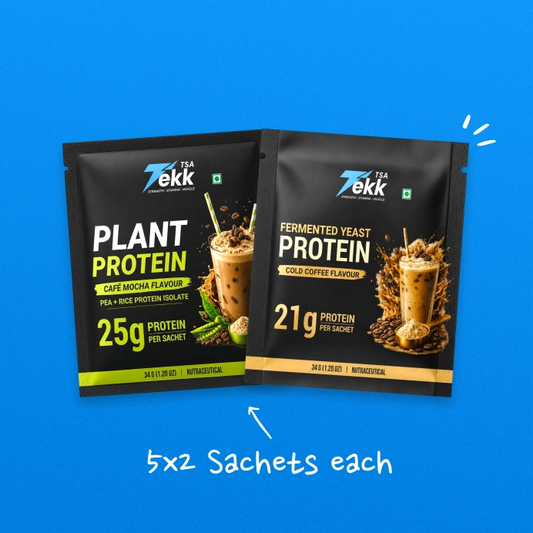 Plant Protein and Yeast Protein Combo - Pack of 10 Sachets (5 × Each)