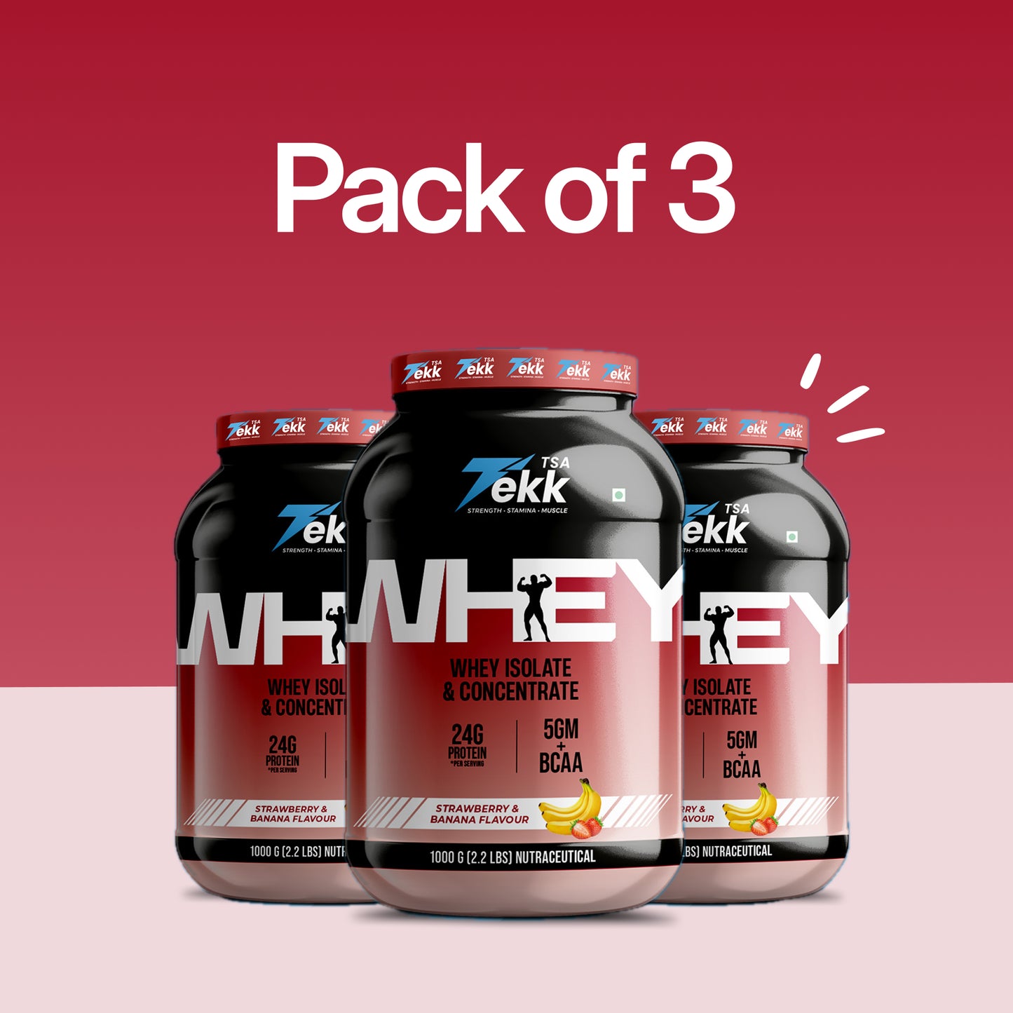 TSA TEKK Whey 24g Protein – Pack of 3