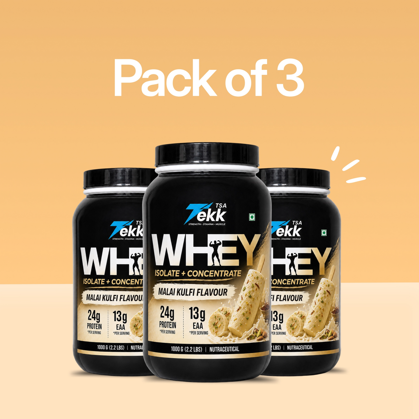 TSA TEKK Whey 24g Protein – Pack of 3