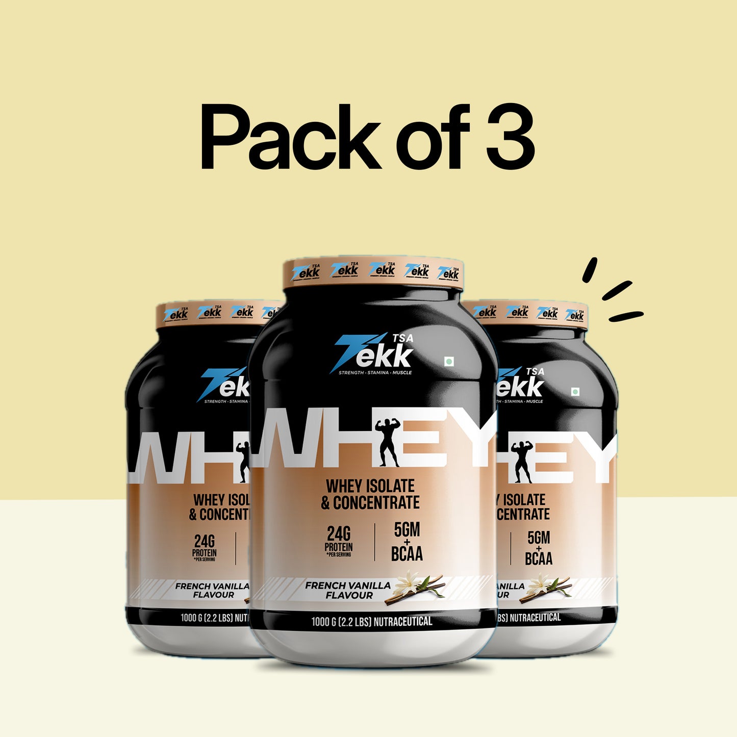 TSA TEKK Whey 24g Protein – Pack of 3